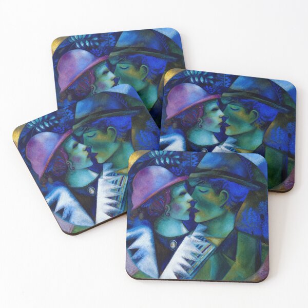 Item preview, Green Lovers by Marc Chagall - Expressionist Romantic Couple Painting for Vintage Art Lovers designed and sold by RickE.