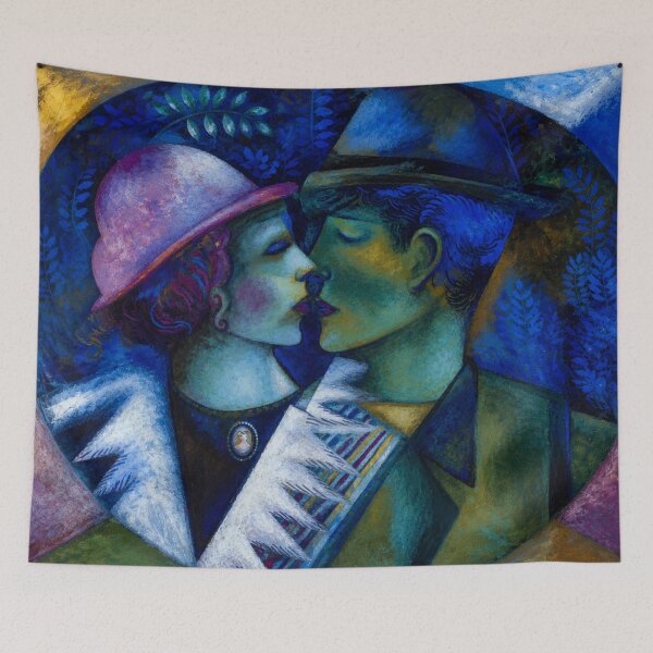 Item preview, Green Lovers by Marc Chagall - Expressionist Romantic Couple Painting for Vintage Art Lovers designed and sold by RickE.