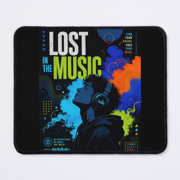 Item preview, Lost In The Music Neon Headphones Poster  designed and sold by Sketchlegacy.