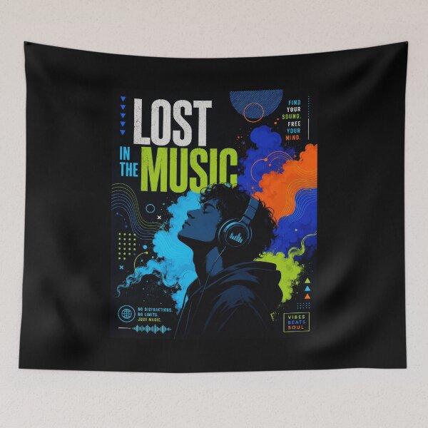 Item preview, Lost In The Music Neon Headphones Poster  designed and sold by Sketchlegacy.