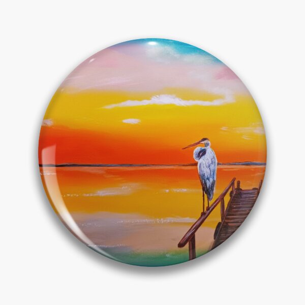 Item preview, Serene Sunset Egret Painting designed and sold by ArtistsAtticWI.