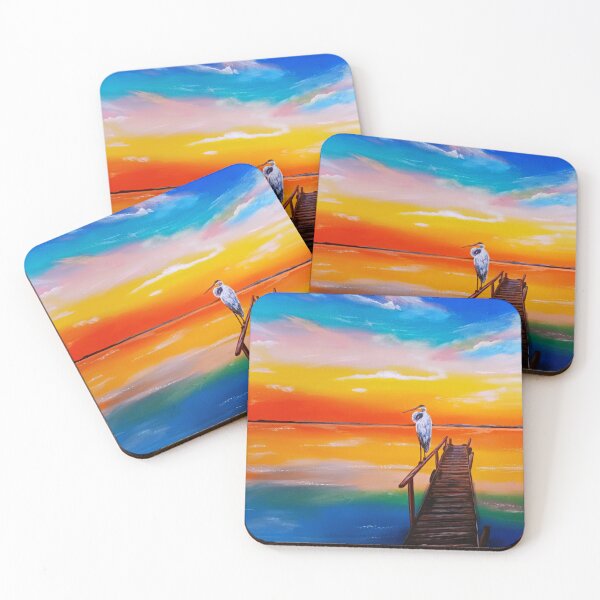 Item preview, Serene Sunset Egret Painting designed and sold by ArtistsAtticWI.