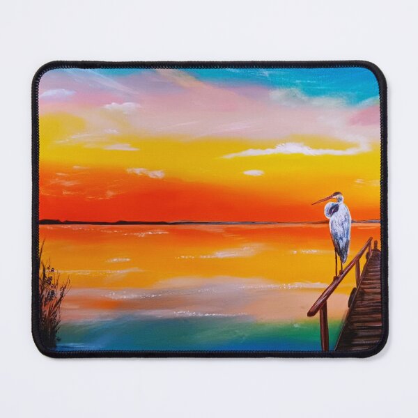 Item preview, Serene Sunset Egret Painting designed and sold by ArtistsAtticWI.