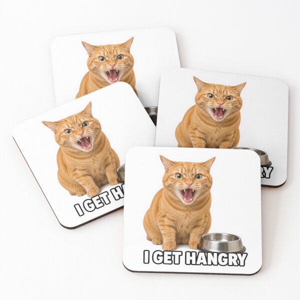 Item preview, I Get Hangry Funny Angry Hungry Cat Meme designed and sold by MoodyMeows.