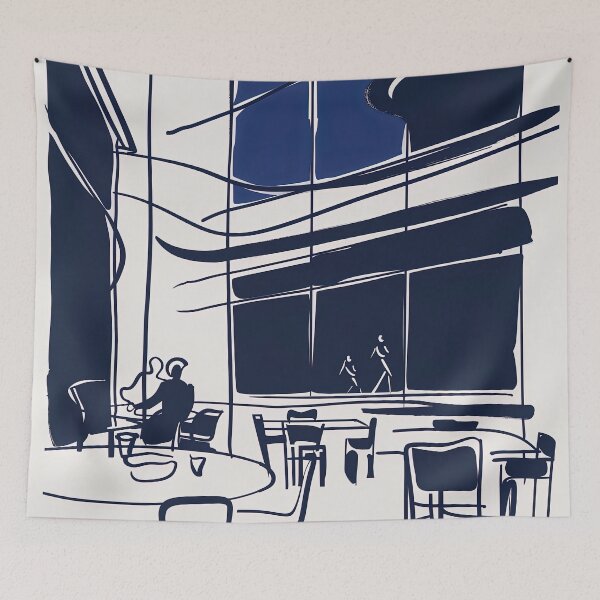 Item preview, Cafeteria - Blue Abstract Art designed and sold by shadow-bloom.
