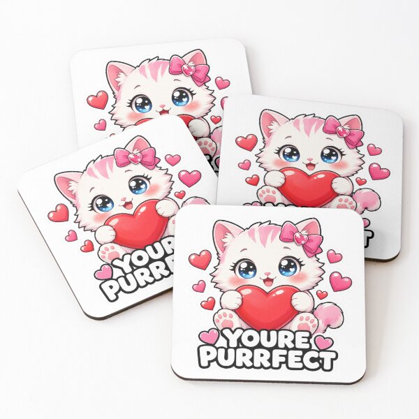 Item preview, Youre Purrfect Cute Kawaii Cat Love Valentine designed and sold by MoodyMeows.