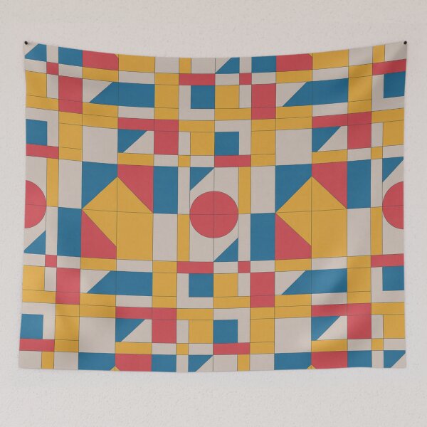 Item preview, Bold Bauhaus Geometric Pattern | Primary Colour Grid Seamless Repeat designed and sold by Midnight Veil Designs.