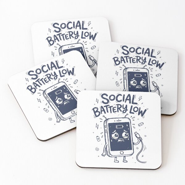Item preview, Social Battery Low – Funny Introvert Phone Illustration designed and sold by artdesigner92.