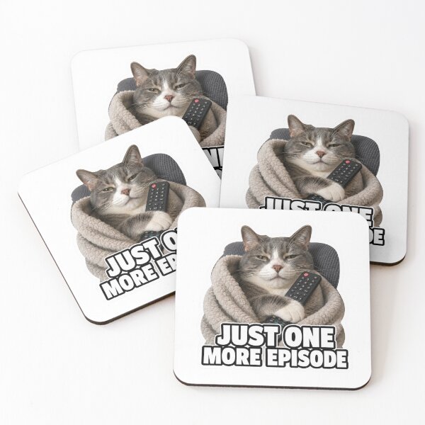 Item preview, Just One More Episode Funny Lazy Cat Meme TV designed and sold by MoodyMeows.