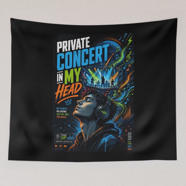Item preview, Private Concert In My Head Neon Headphones Music Poster designed and sold by Sketchlegacy.