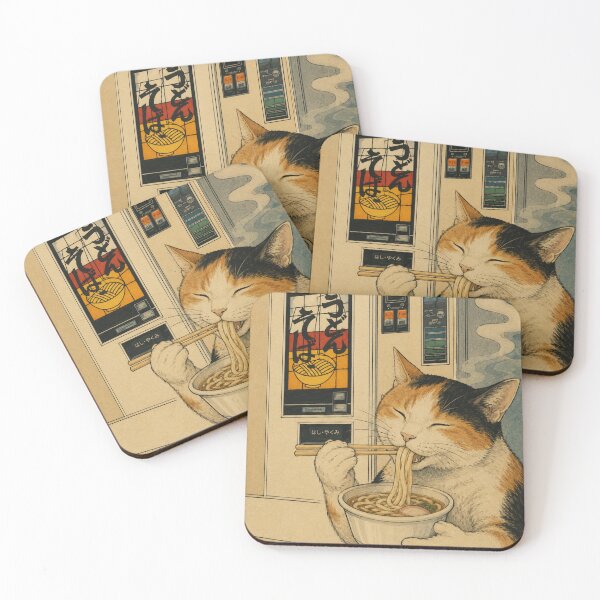 Item preview, Calico Cat Enjoying Retro Vending Machine Udon designed and sold by Komatoya.