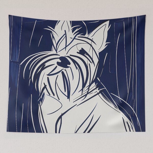 Item preview, Cairn Terrier - Blue Abstract Art designed and sold by shadow-bloom.