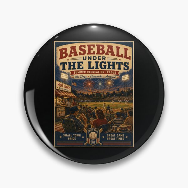 Item preview, Baseball Under the Lights Retro Americana Summer Game Design designed and sold by TheTrendsDesk.