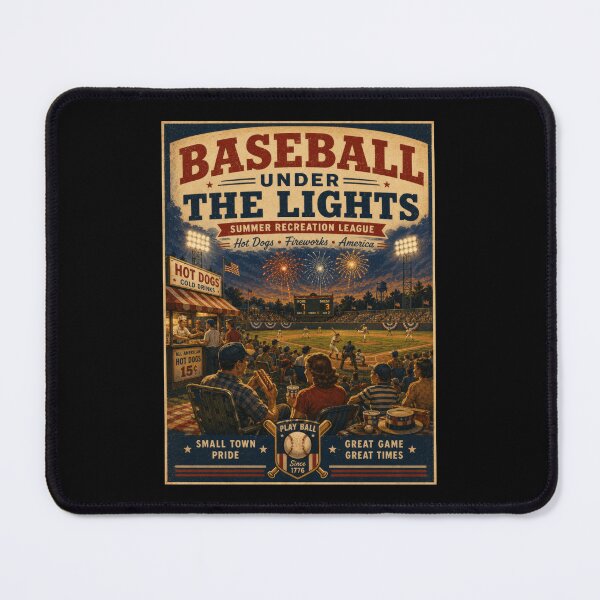Item preview, Baseball Under the Lights Retro Americana Summer Game Design designed and sold by TheTrendsDesk.