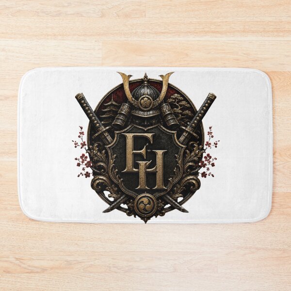 Item preview, Samurai Crest Monogram EH – Japanese Warrior Emblem Design designed and sold by Joyfulfabric.
