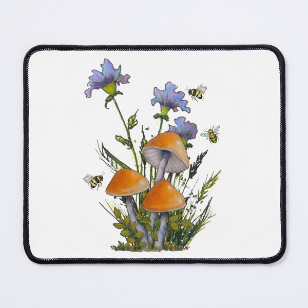 Item preview, Copy of Orange Mushrooms with Flowers and Bees, Hand Illustrated, Botanical designed and sold by JoyfulWhimsy.