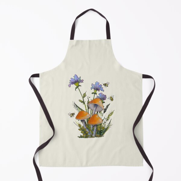 Item preview, Copy of Orange Mushrooms with Flowers and Bees, Hand Illustrated, Botanical designed and sold by JoyfulWhimsy.