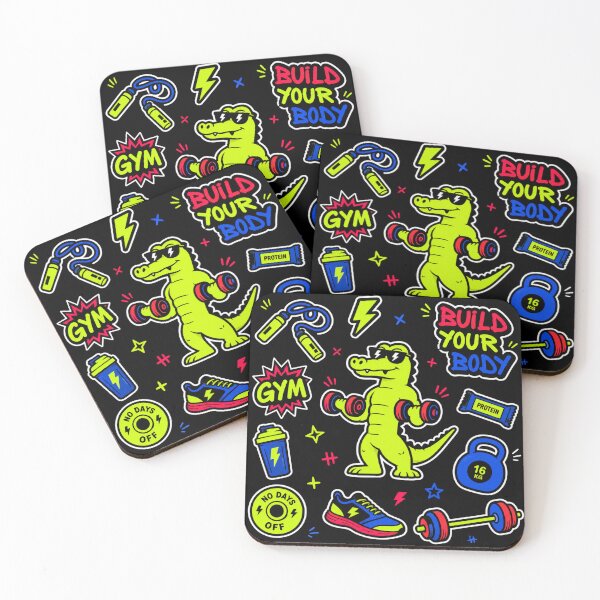 Item preview, Build Your Body Cute Crocodile Gym Doodle Pattern designed and sold by Digistore1221.