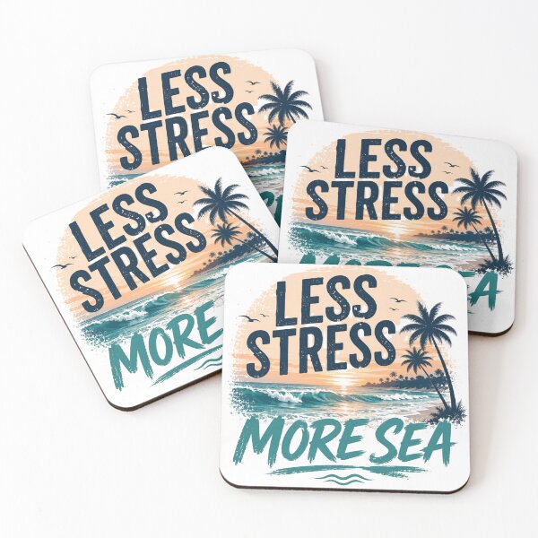 Item preview, Less Stress More Sea Retro Beach Design designed and sold by Simo Studio.