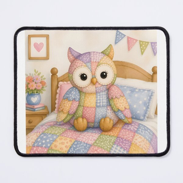 Item preview, Patchwork Owl on Bed designed and sold by Shelley Loewnau-Jones Studio.