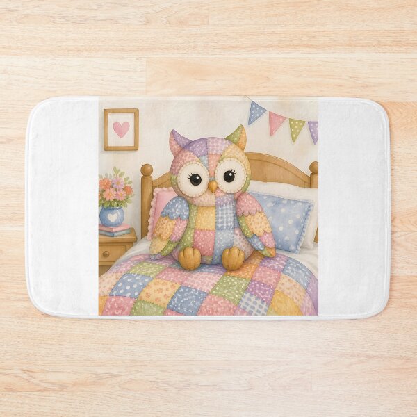 Item preview, Patchwork Owl on Bed designed and sold by Shelley Loewnau-Jones Studio.
