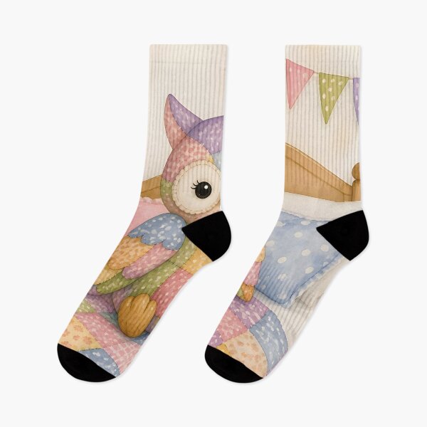 Item preview, Patchwork Owl on Bed designed and sold by Shelley Loewnau-Jones Studio.