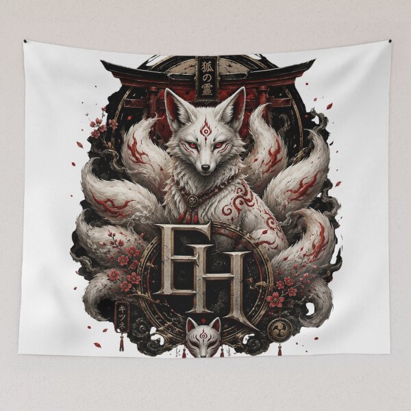 Item preview, Kitsune Spirit – Mystical Japanese Fox Yokai Fantasy Art designed and sold by Joyfulfabric.
