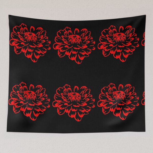 Item preview, Chrysanthemum Red on Black  designed and sold by Chad's Fresh Art.