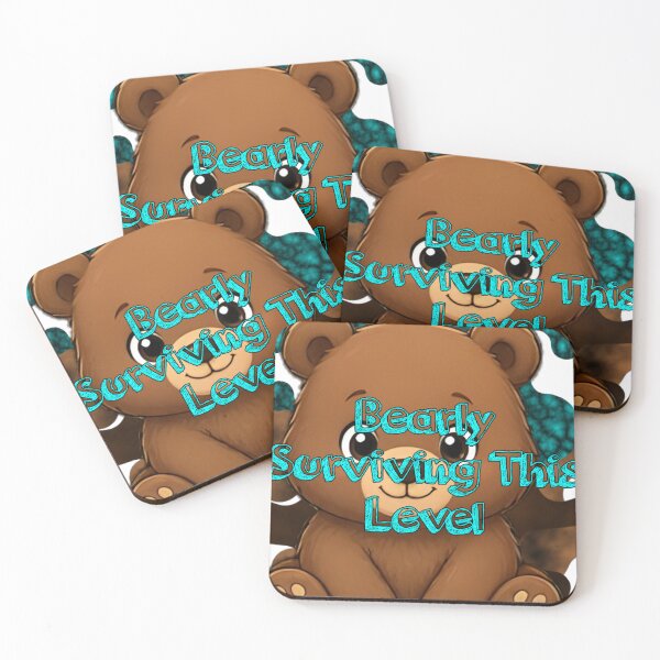Item preview, Bearly Surviving This Level Funny Chibi Gamer Bear Pun designed and sold by Animalloveus.