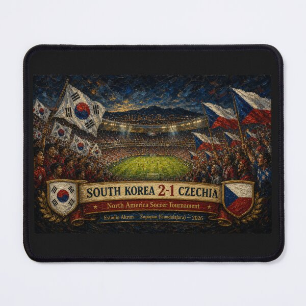 Item preview, Elegant South Korea vs Czechia Match Oil Poster designed and sold by BrickByDream.