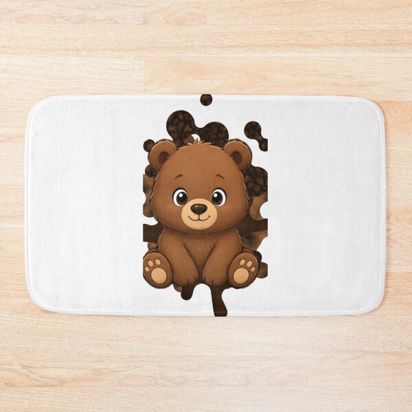 Item preview, Cute Chibi Bear Mascot with Dark Brown Splash designed and sold by Animalloveus.