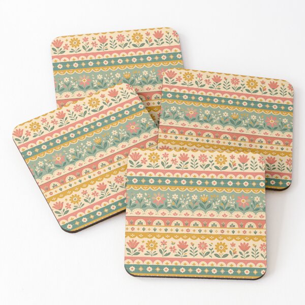 Item preview, Vintage Cottagecore Folk Art Horizontal Floral Border Pattern designed and sold by Far Out Goods.