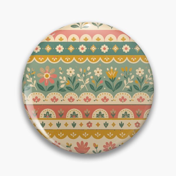 Item preview, Vintage Cottagecore Folk Art Horizontal Floral Border Pattern designed and sold by Far Out Goods.