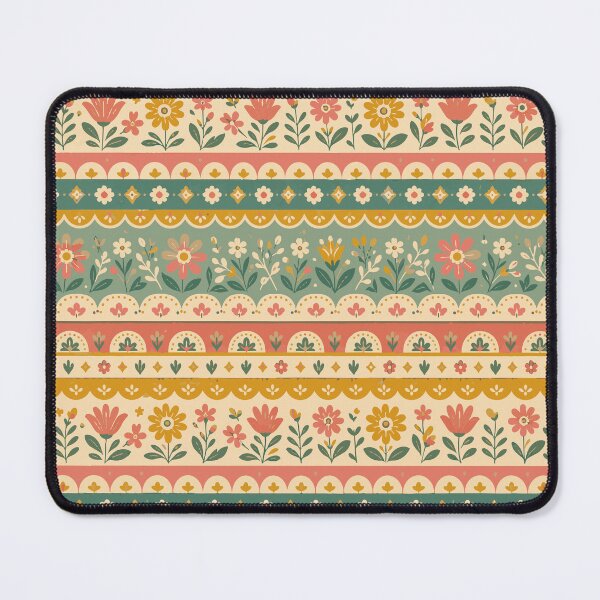 Item preview, Vintage Cottagecore Folk Art Horizontal Floral Border Pattern designed and sold by Far Out Goods.