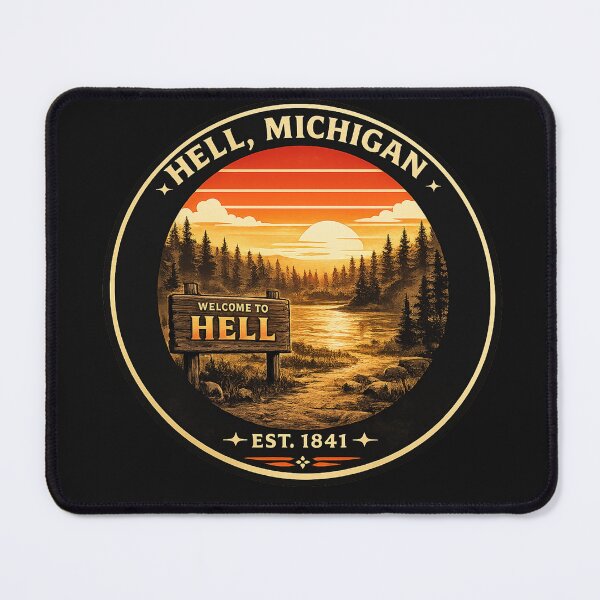 Item preview, Hell, Michigan Retro Travel Badge Shirt – Welcome to Hell Vintage Sunset Design designed and sold by Laughprints.