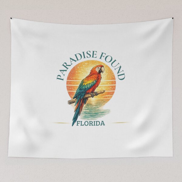 Item preview, Paradise found tropical Beach Scarlet macaw at Sunset Paradise in Florida Parrot  designed and sold by piketo.