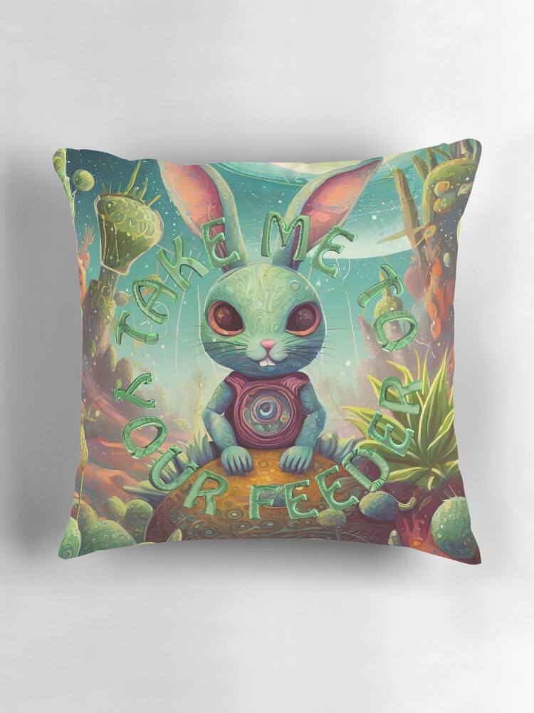 Thumbnail 3 of 4, Pillow, AI generated Space Rabbit designed and sold by ikat1908.