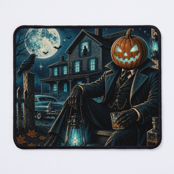 Item preview, Headless Horseman Haunted Farmhouse – Retro Halloween Fantasy Art designed and sold by TheHorsemanRidesAgain.