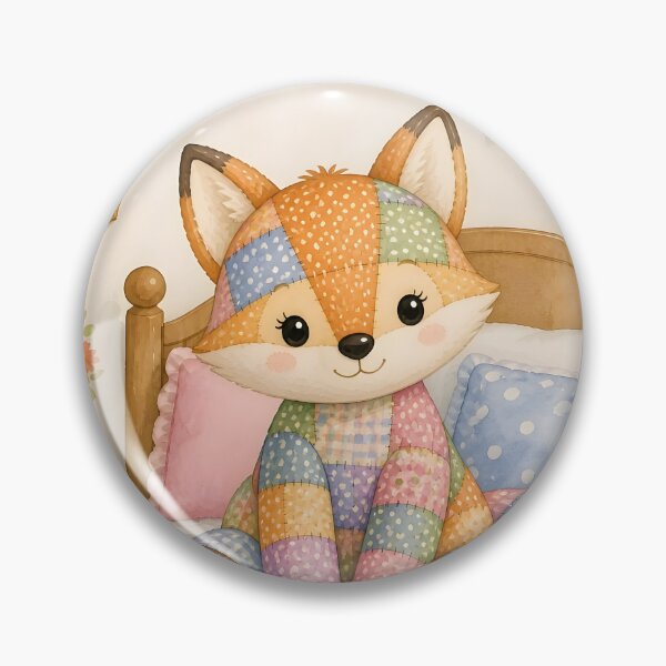 Item preview, Cute Patchwork Fox on Bed designed and sold by Shelley Loewnau-Jones Studio.