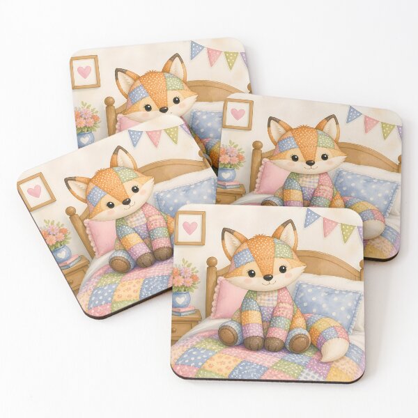 Item preview, Cute Patchwork Fox on Bed designed and sold by Shelley Loewnau-Jones Studio.