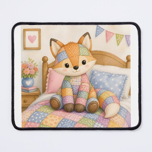 Item preview, Cute Patchwork Fox on Bed designed and sold by Shelley Loewnau-Jones Studio.