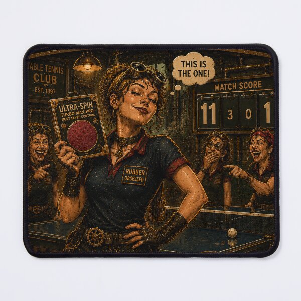 Item preview, This New Rubber Will Change My Whole Game - Female Table Tennis Meme designed and sold by Altered Art By Steve.