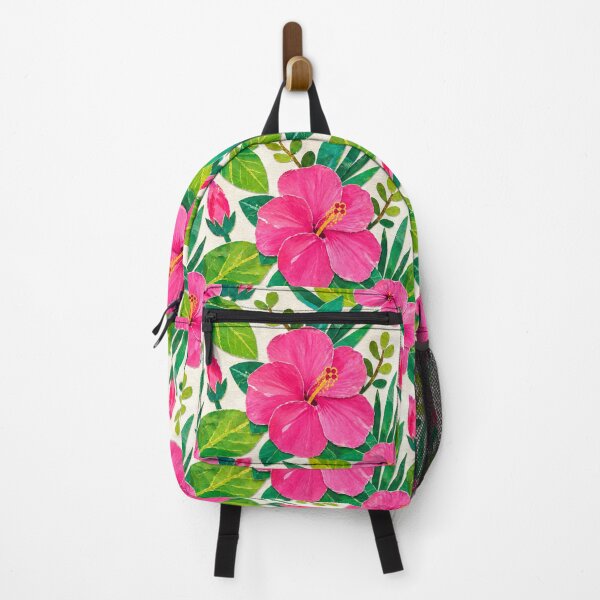 Item preview, Tropical Pink Hibiscus Seamless Pattern, Colorful Floral Collage, Botanical Summer Flower Repeat Print designed and sold by SWSandraWechner.