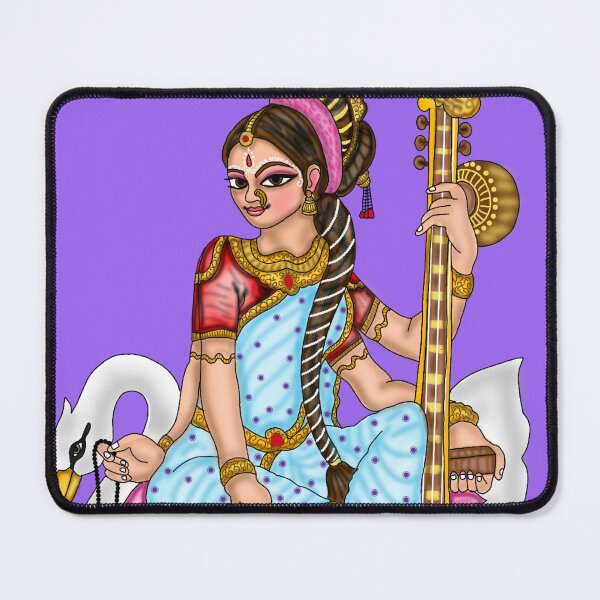 Item preview, Goddess Saraswati Artwork | Sacred Hindu Divine Mother Digital Painting designed and sold by Harshit_Digital_Arts.