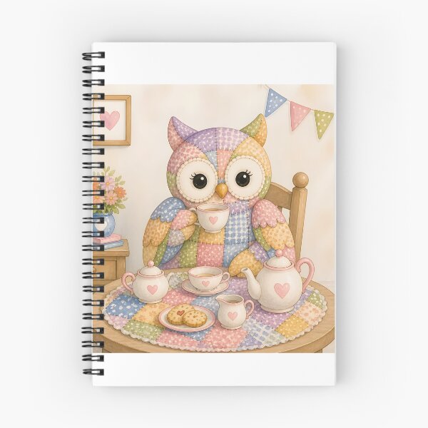 Item preview, Patchwork Owl Tea Party designed and sold by Shelley Loewnau-Jones Studio.