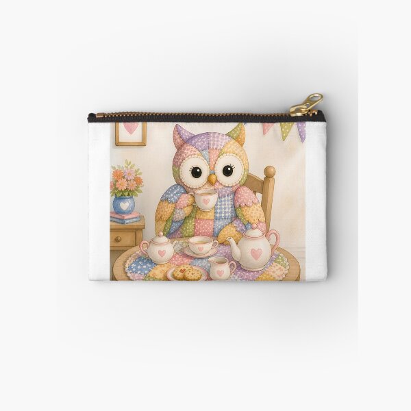 Item preview, Patchwork Owl Tea Party designed and sold by Shelley Loewnau-Jones Studio.