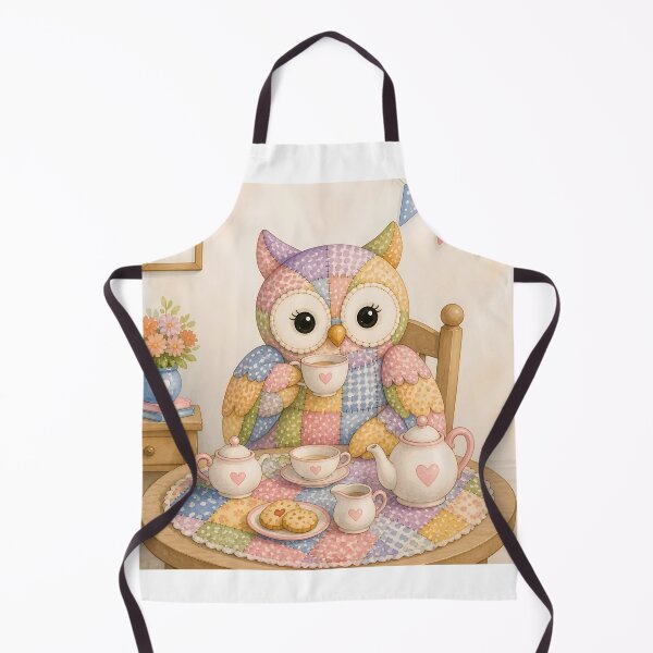 Item preview, Patchwork Owl Tea Party designed and sold by Shelley Loewnau-Jones Studio.