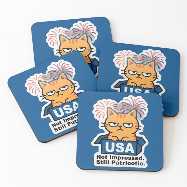 Item preview, Not Impressed Still Patriotic Grumpy Cat USA 4th of July Funny Design designed and sold by BooDesignStudio.