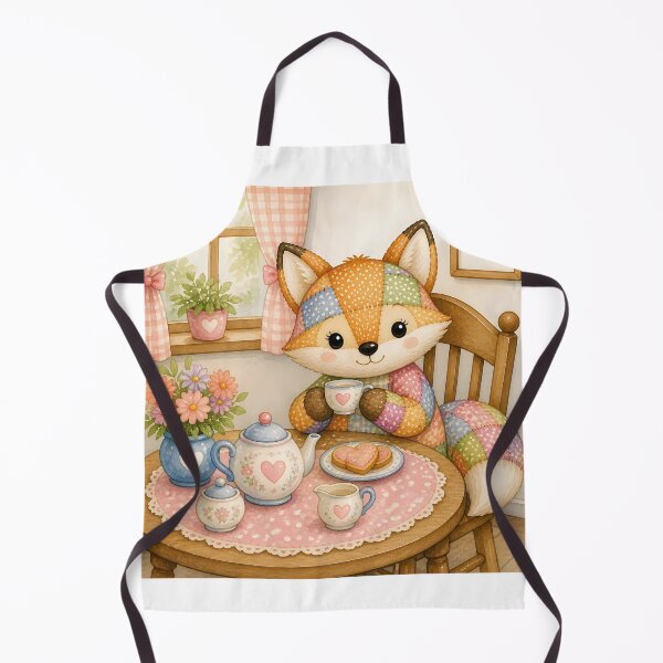 Item preview, Cute Patchwork Fox Tea Party designed and sold by Shelley Loewnau-Jones Studio.