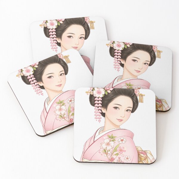 Item preview, Elegant Sakura Maiko – Traditional Japanese Beauty in Pink Kimono designed and sold by vekotpu.